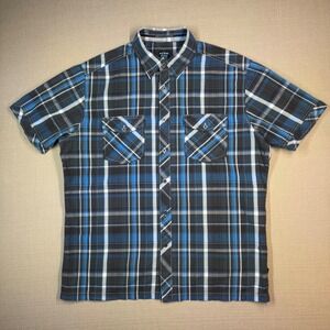 Kuhl Mens Suncel Short Sleeve Button Down Shirt Blue Plaid  Size Large